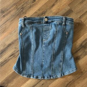 NEW Blank NYC Own It Bustier Corset Top Denim Jean Women’s S